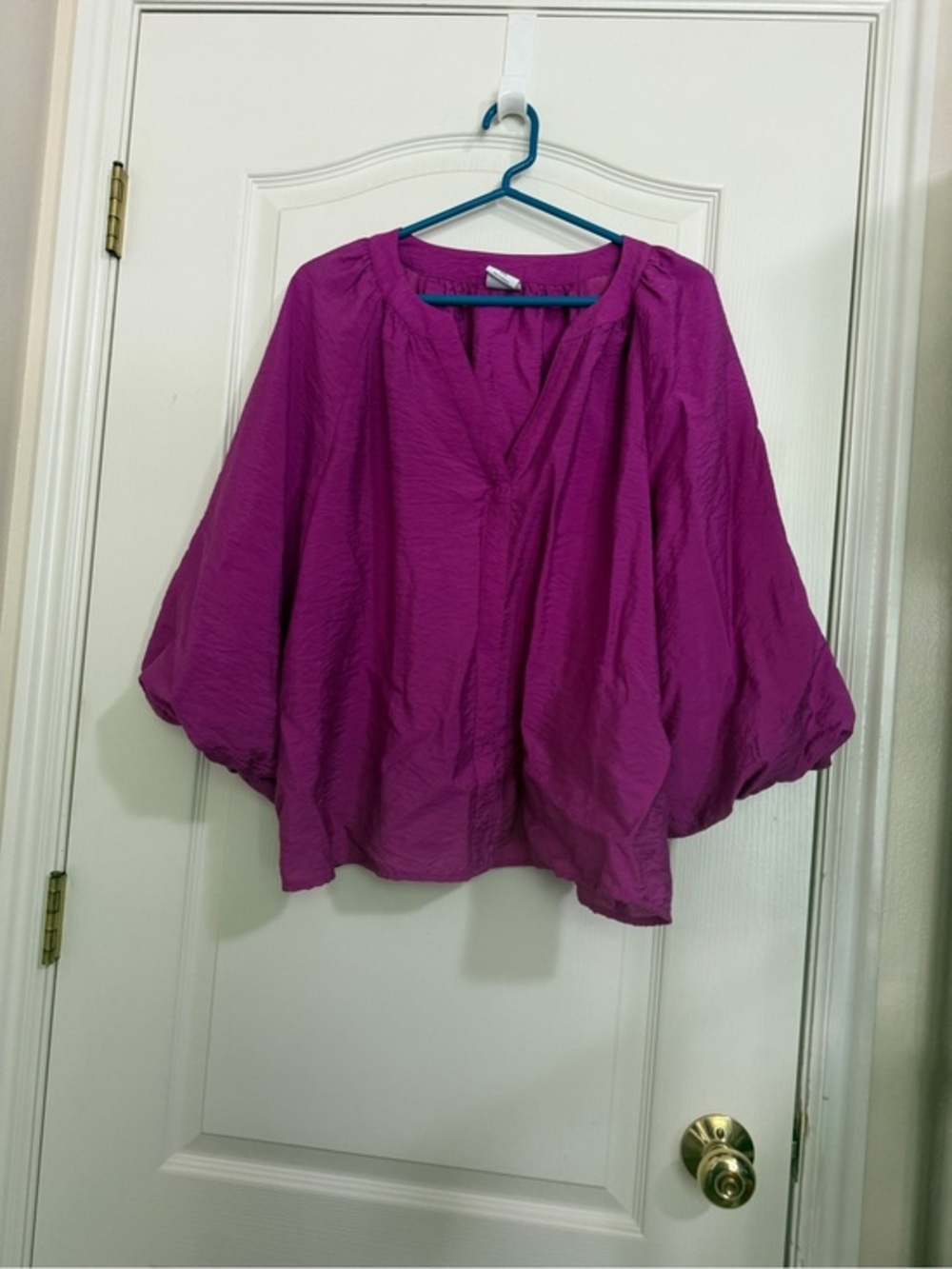 Sonoma Balloon Sleeve Peasant Blouse - Fuchsia NWOT
